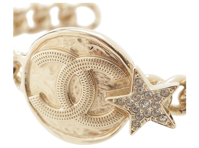 Bracciale rigido Chanel Gold CC Brass Strass Star and Coin Chain D'oro - vista 6