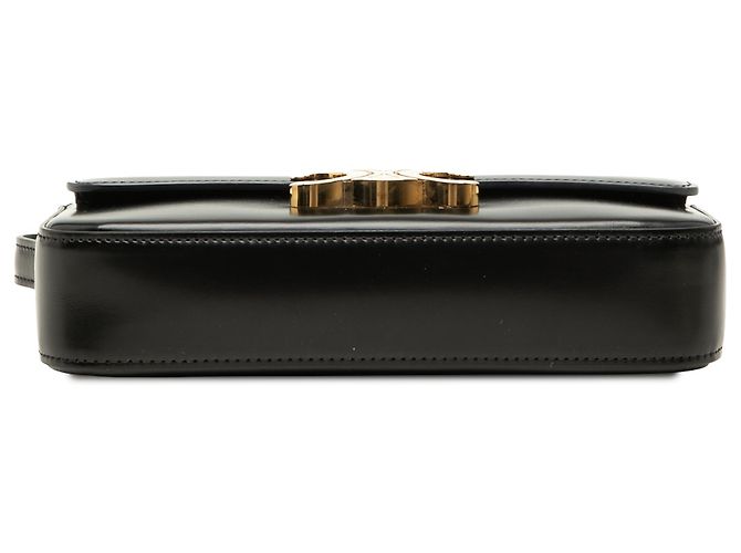 Céline Borsa a tracolla Celine Claude in pelle di vitello lucida nera con Triomphe Nero - vista 3