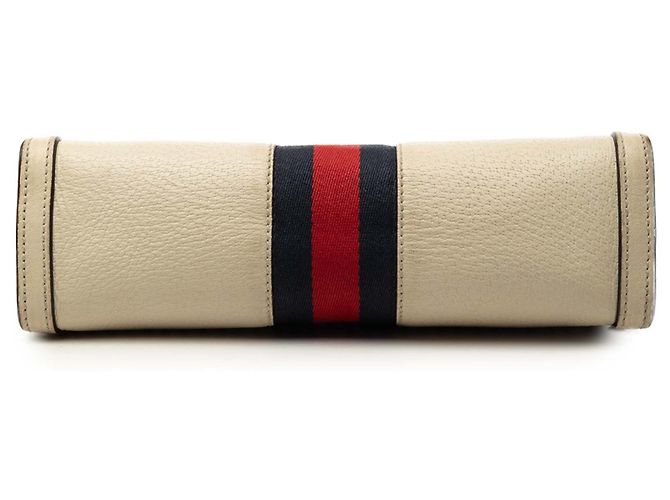 Gucci Borsa a Tracolla Ophidia Chain Piccola in Pelle di Vitello Bianca con Web Bianco - vista 3