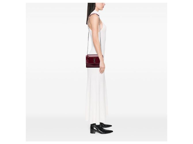Autre Marque Saint Laurent Red Medium Calfskin Monogram Sunset Crossbody Rosso Bordò - vista 6