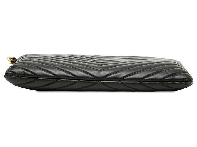 Autre Marque Custodia per tablet Saint Laurent in pelle di vitello nera con chevron e monogramma Nero - vista 3