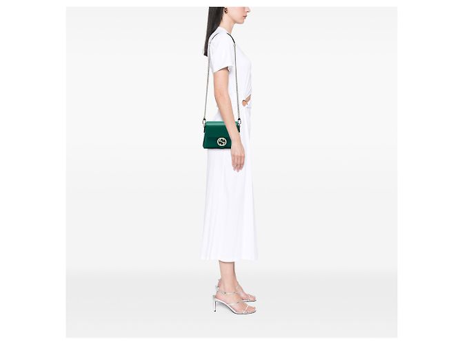 Gucci Green Small Dollar Calfskin Interlocking G Crossbody Verde - vista 5