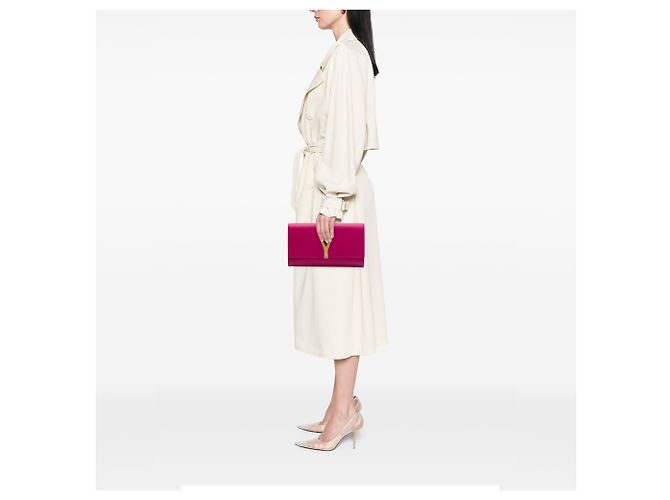 Autre Marque Clutch Saint Laurent Chyc Ligne in pelle rosa - vista 6