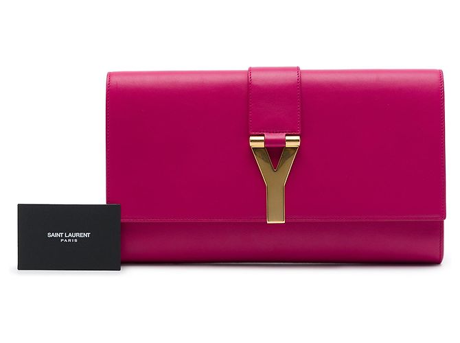 Autre Marque Clutch Saint Laurent Chyc Ligne in pelle rosa - vista 7