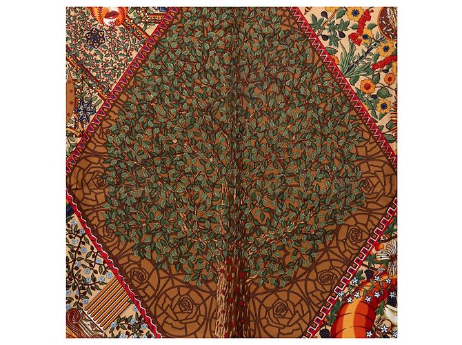 Hermès Brown Axis Mundi Seidentuch 90 Braun - Ansicht 2