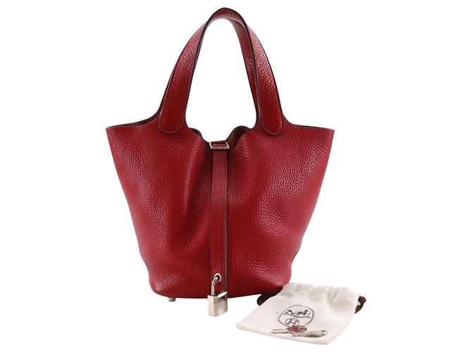 Hermès Red Clemence Picotin Lock 18 Vermelho Bordeaux - vista 16