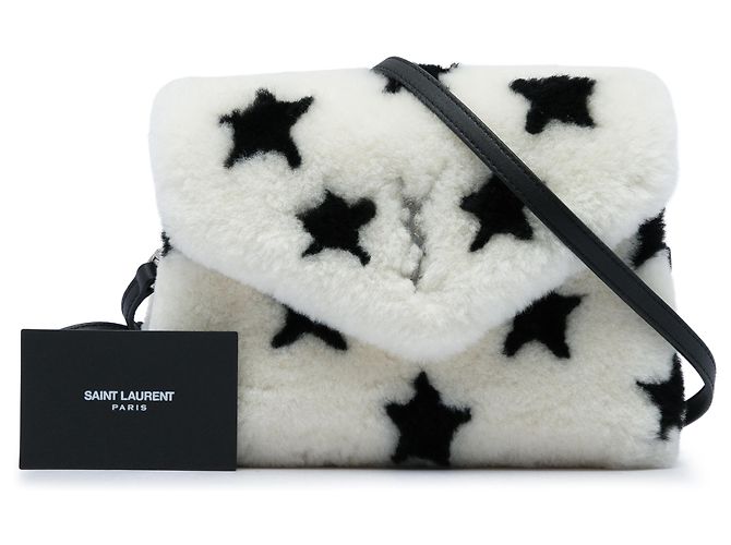 Autre Marque Borsa a tracolla Loulou in shearling bianco con stampa a stelle Saint Laurent - vista 6