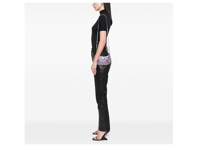 Balenciaga Mini Le Cagole Motocross in nappa viola Porpora - vista 6