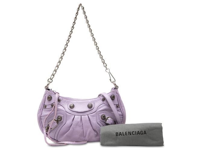 Balenciaga Mini Le Cagole Motocross in nappa viola Porpora - vista 7