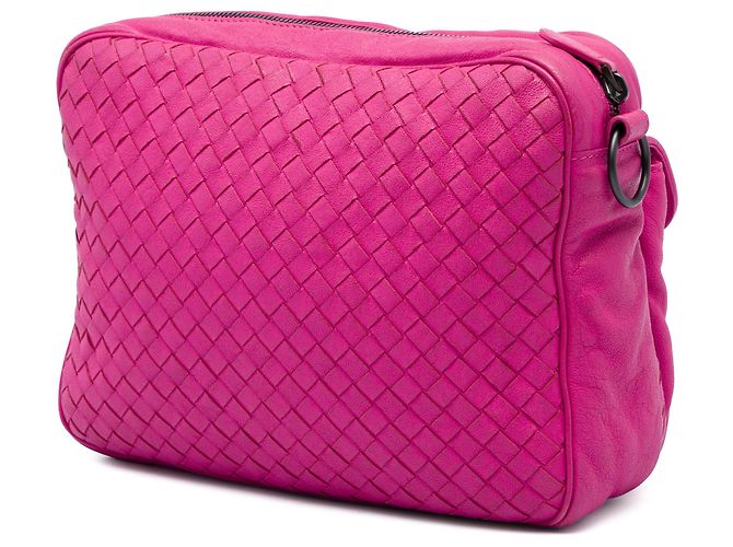 Borsa a tracolla Bottega Veneta in Nappa Intrecciato rosa con tasca frontale - vista 2