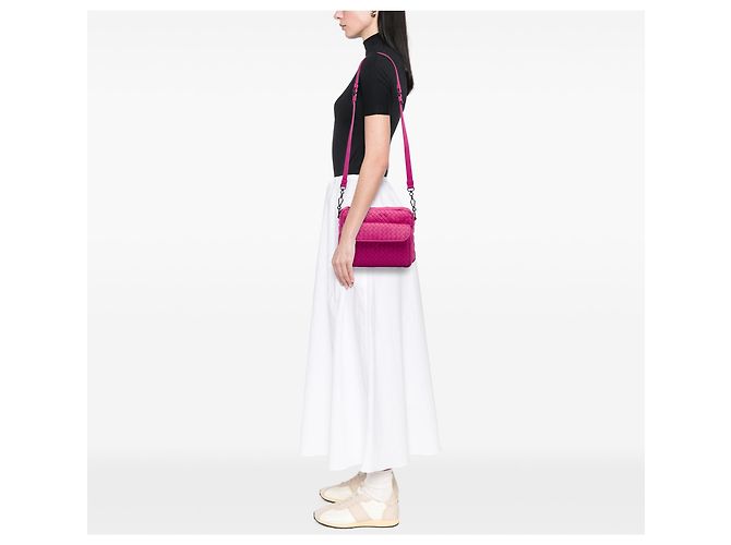 Borsa a tracolla Bottega Veneta in Nappa Intrecciato rosa con tasca frontale - vista 5