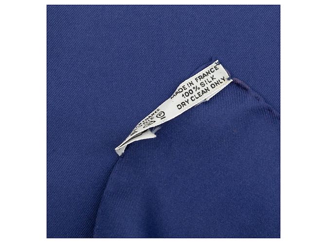 Lenço de seda Hermès Blue Chapeau! 90 Azul Azul escuro - vista 2