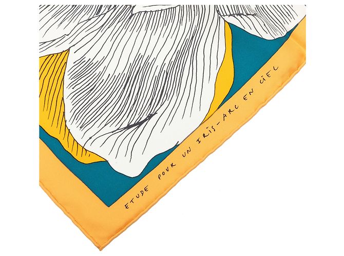 Pañuelo de seda Hermès Orange Etude Pour Un Iris Arc En Ciel 90 Naranja - vista 5