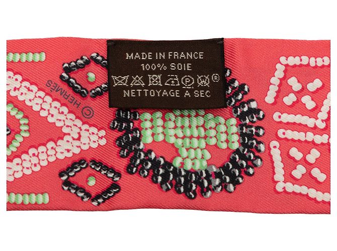 Twilly in seta Hermès Pink Kelly En Perles Rosa - vista 3