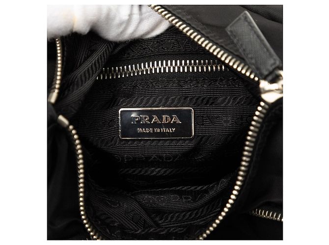 Borsa a tracolla Prada in Tessuto con rifiniture in Saffiano nero - vista 5