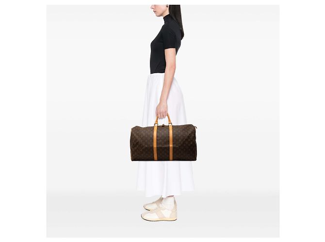 Louis Vuitton Brown Monogram Keepall 55 Marrone - vista 6