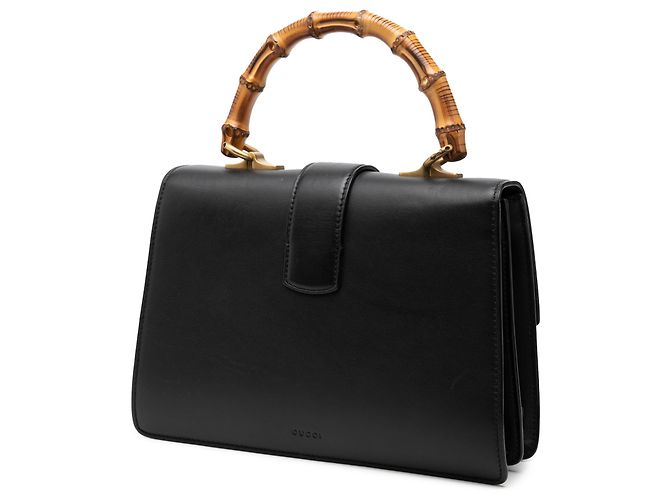 Bolsa Satchel Gucci Dionysus Web em couro de bezerro preto, tamanho Medium, com bambu - vista 2