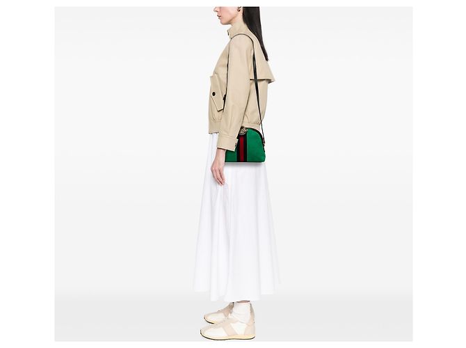 Gucci Green Small Suede Web Ophidia Dome Crossbody Verde - vista 6
