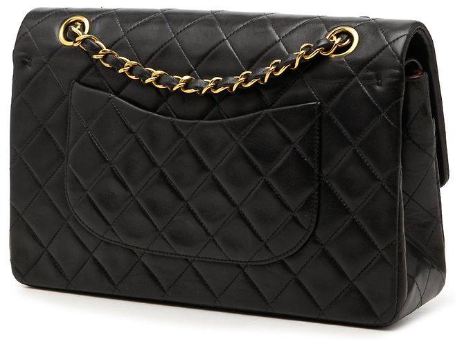 Chanel Black Medium Classic Lambskin Double Flap Noir - vue 2