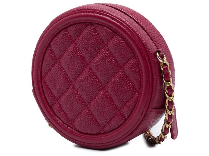 Chanel Red Caviar CC Filigree Round Crossbody Rosso - vista 2