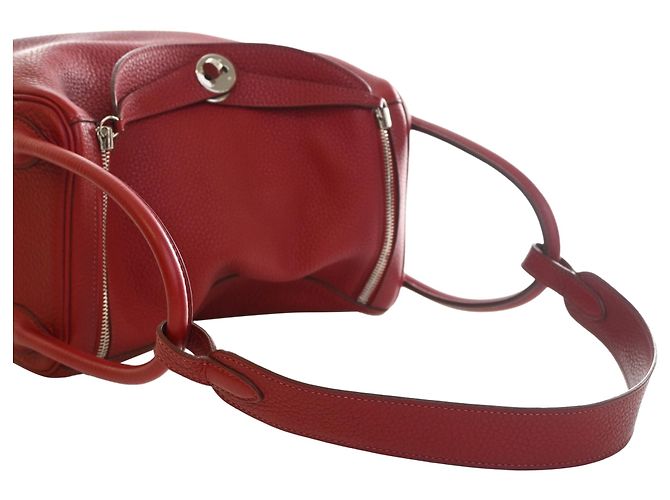 Hermès Red Clemence Lindy 30 Rosso Bordò - vista 14