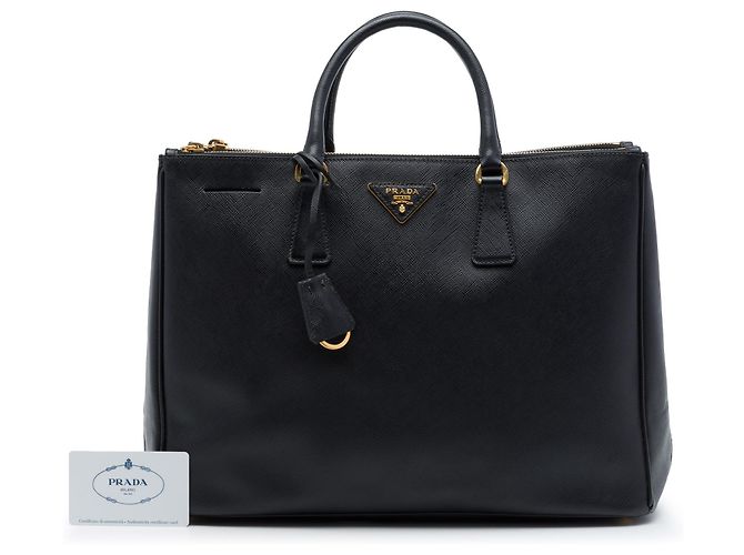 Borsa Prada Galleria Double Zip Large in pelle Saffiano nera Nero - vista 7