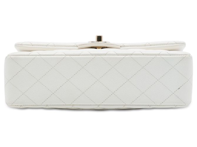 Chanel White Small Classic Caviar Double Flap Weiß Aus weiß - Ansicht 3