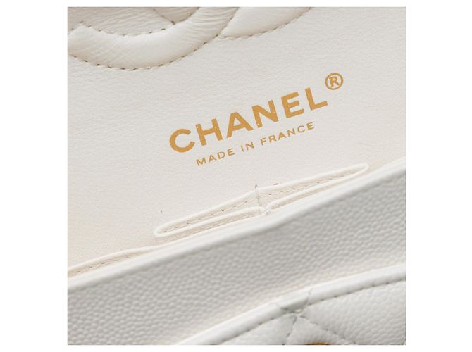 Chanel White Small Classic Caviar Double Flap Weiß Aus weiß - Ansicht 5