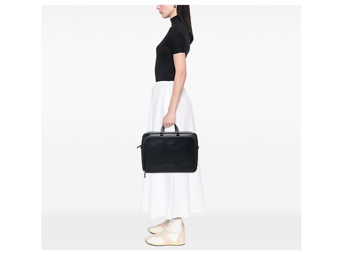 Prada Cartella da viaggio in pelle Saffiano nera con tasca frontale con zip Nero - vista 7