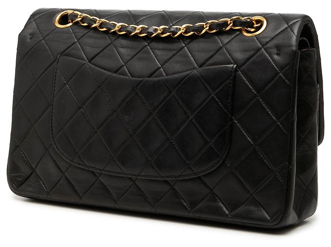 Chanel Black Medium Classic Lambskin Double Flap Noir - vue 2