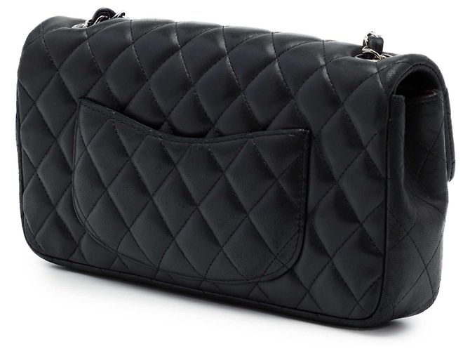 Chanel Black CC Quilted Lambskin East West Flap Nero - vista 2