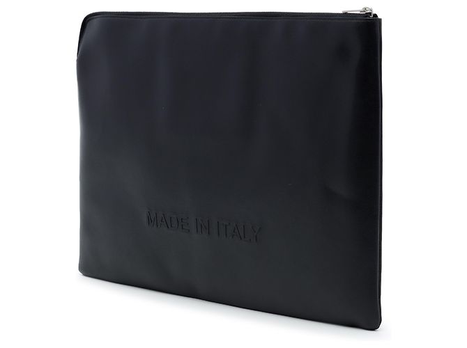 Céline Clutch Celine in pelle goffrata nera con logo Nero - vista 2