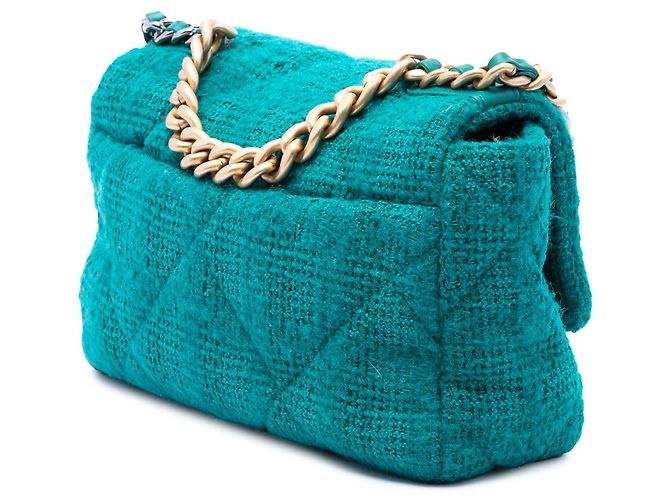 Chanel Blue Medium Tweed 19 Flap Blau Türkis - Ansicht 2