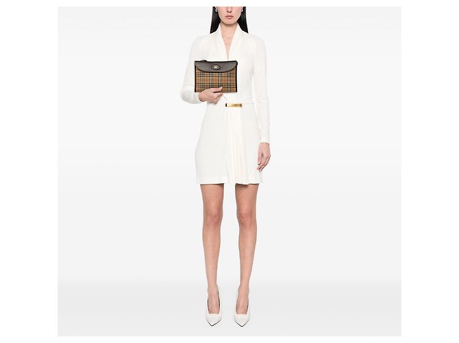 Clutch Burberry Beige Haymarket Check Canvas - vista 10