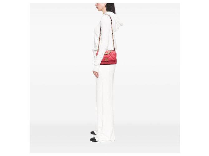 Chanel 19 Flap Medium aus rosa Lammleder Pink - Ansicht 7