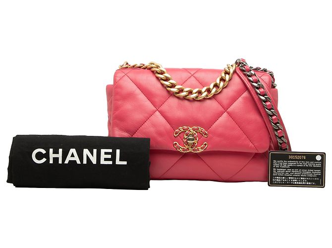 Chanel 19 Flap Medium aus rosa Lammleder Pink - Ansicht 8