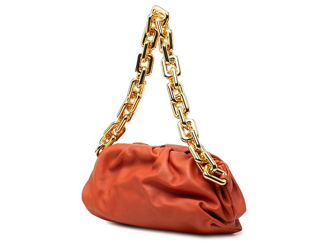 Bottega Veneta Pouch in nappa arancione con catena - vista 2