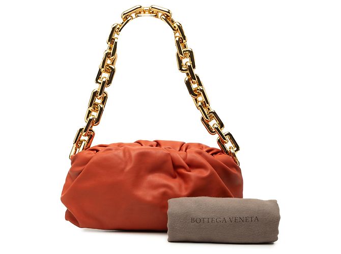 Bottega Veneta Pouch in nappa arancione con catena - vista 7