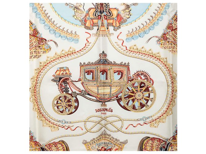 Lenço de seda Hermès White Paperoles 90 Branco - vista 2