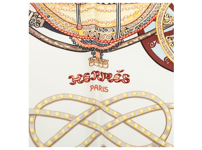 Lenço de seda Hermès White Paperoles 90 Branco - vista 3
