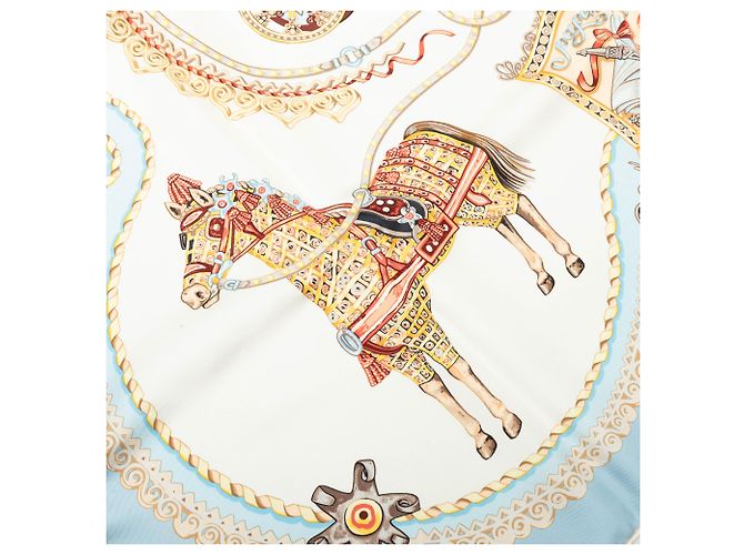 Lenço de seda Hermès White Paperoles 90 Branco - vista 7