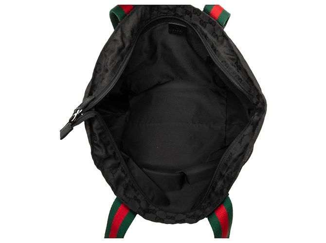 Tote Gucci in tela GG nera con banda Web Nero - vista 4