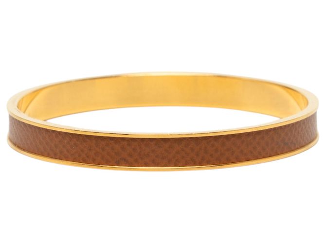 Bracciale Rigido Hermès Gold Plated Epsom Kelly Cadena Lock D'oro - vista 3