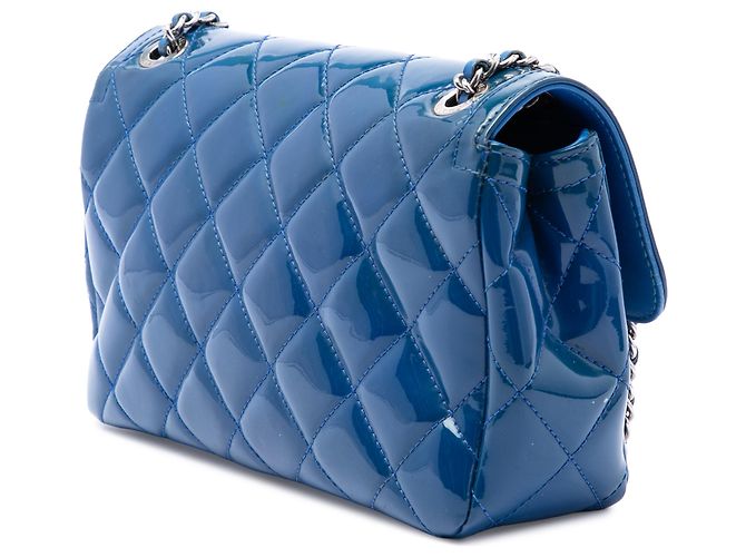 Chanel Blue Small Quilted Patent Coco Shine Flap Blau - Ansicht 2