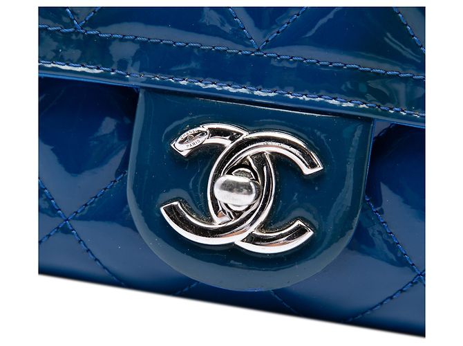 Chanel Blue Small Quilted Patent Coco Shine Flap Blau - Ansicht 5