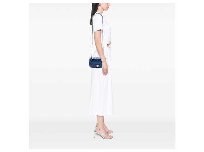 Chanel Blue Small Quilted Patent Coco Shine Flap Blau - Ansicht 6