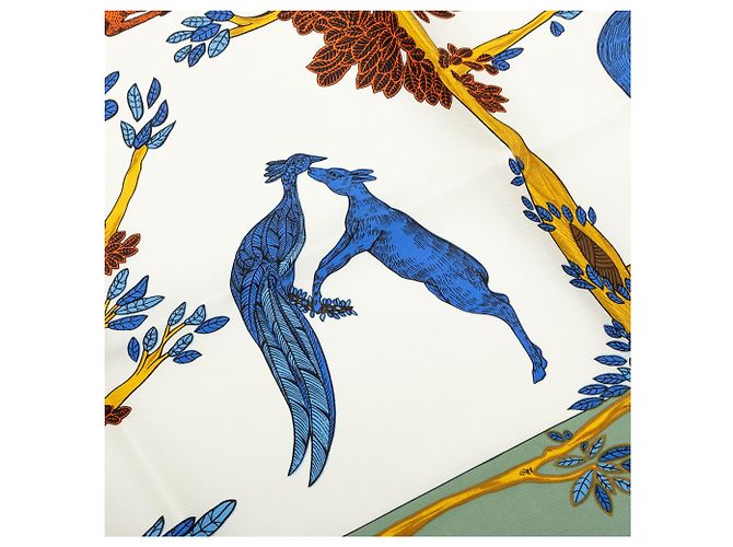 Hermès White Animal Alphabet Seidentuch 90 Weiß - Ansicht 3