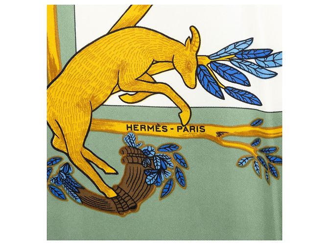 Hermès White Animal Alphabet Seidentuch 90 Weiß - Ansicht 5