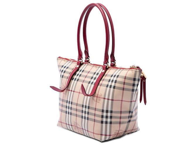 Borsa Tote Burberry Beige Small Haymarket Check Coated Canvas Salisbury - vista 2