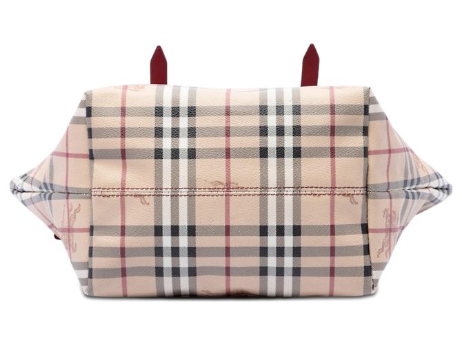 Borsa Tote Burberry Beige Small Haymarket Check Coated Canvas Salisbury - vista 3